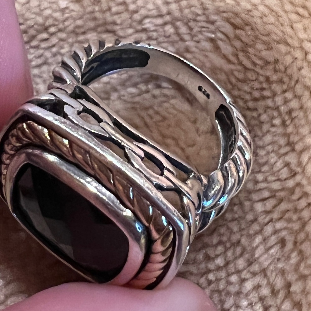 Onyx and Sterling Silver Ring with 14k Gold Accents - Picture 6 of 10